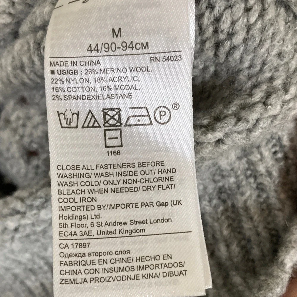 Banana Republic Womens Grey‎ Button Front Wool Blend Cardigan Size M Tie Sleeve